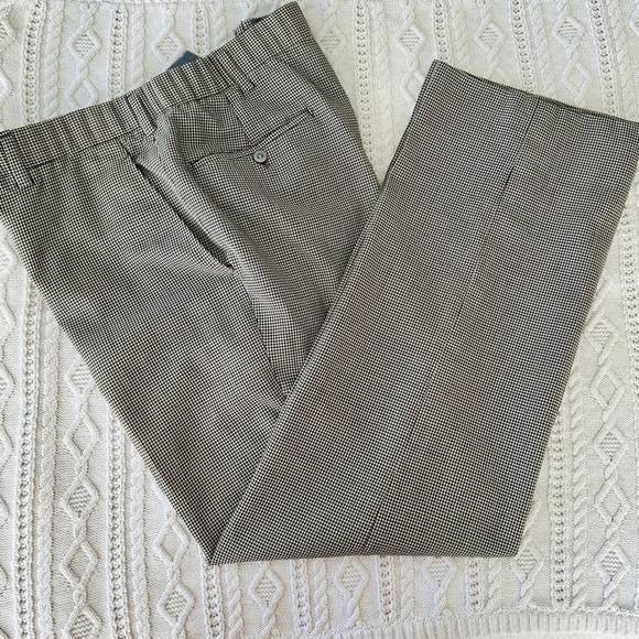 1970s Houndstooth Wool Trousers: Vintage High Waist Pants W36 L28 - Picture 2 of 16